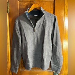 Lands End Pullover Zip Cotton Sweater, small, brown